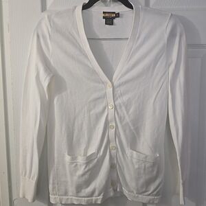 Ralph Lauren Rugby White Cardigan Sweater With Pockets Women's Size Small